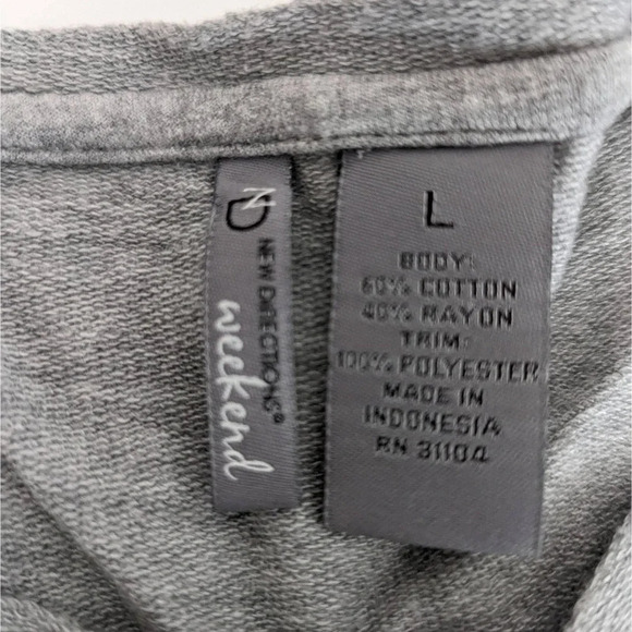 New Directions Heather Gray Sequined Cap Shoulders L - Picture 6 of 6